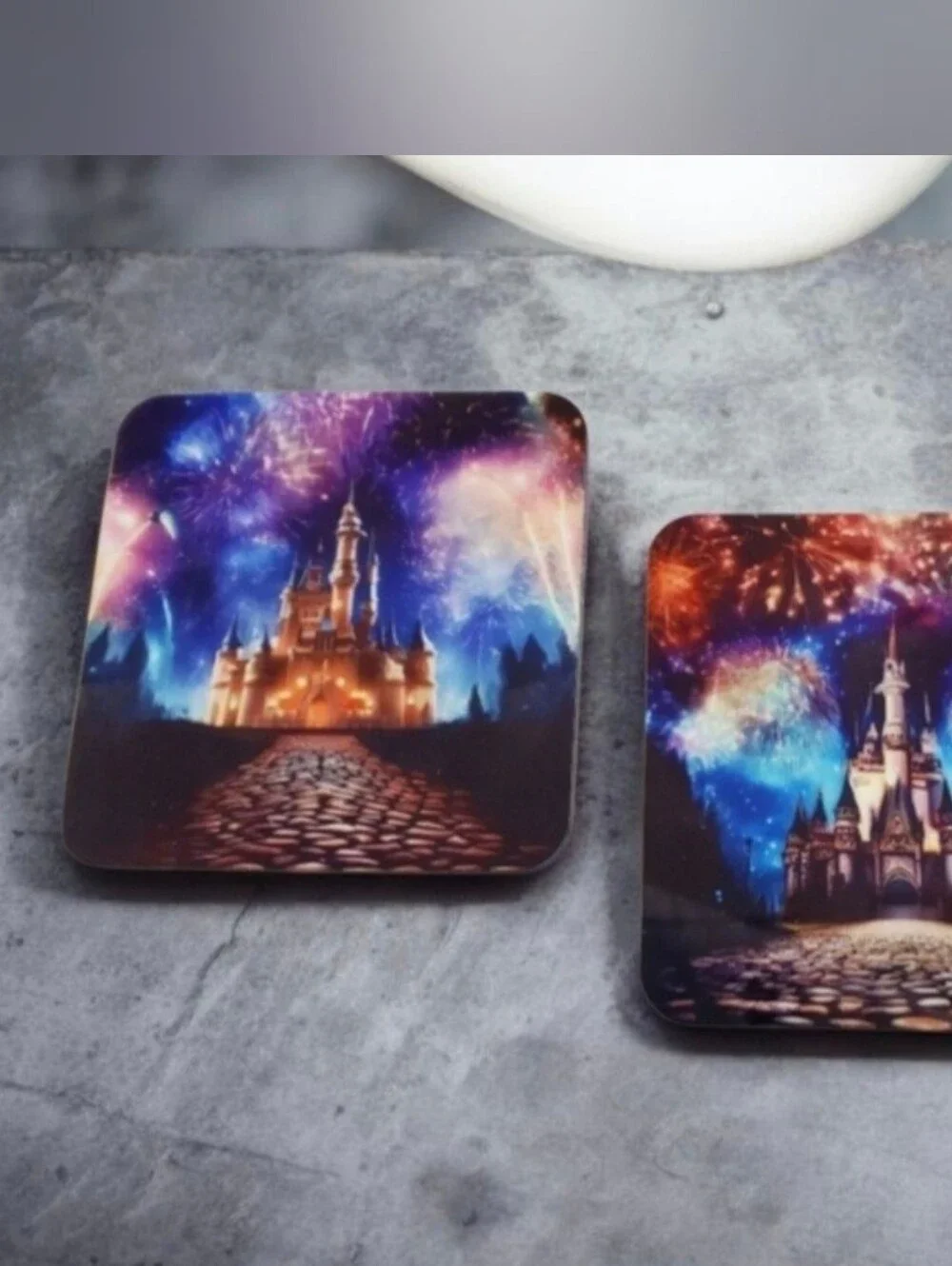 2 Pack Cinderella Castle & Fireworks Coasters